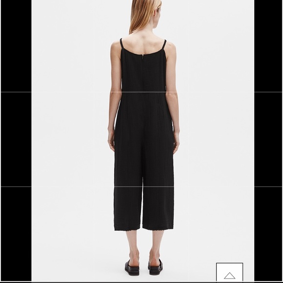 Eileen fisher gauze black organic cotton muslin sleeveless midi jumpsuit - Picture 2 of 9